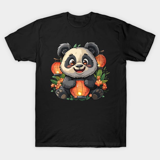 Panda Japanese Lantern Festival - Panda Bear Japanese T-Shirt by Anassein.os